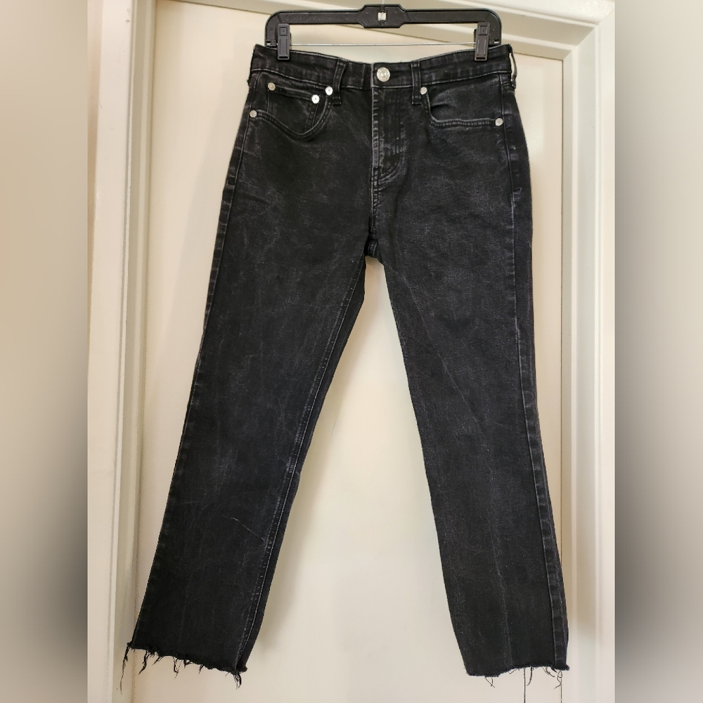 Pacsun Womens Active Stretch Slim‎ Faded Black Jeans Raw Hem 29x30
